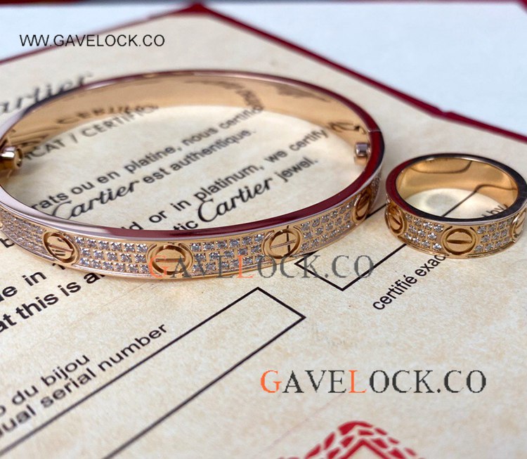 High Quality Cartier Love Ring&Bracelet Set Rose Gold